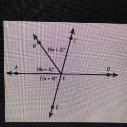 Please answer! In the figure shown, AD, CE, and FB intersect at point F. Part A What is the value of