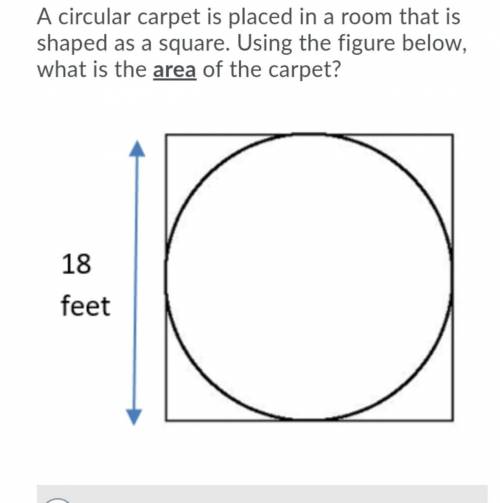 A circular carpet is placed in a room that is shaped as a square. Using the figure below, what is th