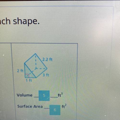 Find the surface area or the volume please the formula for volume is (1/2 bh)h