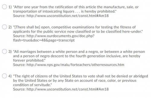 Please Help! Which of the following is an example of a Jim Crow law?