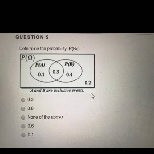 Determine the probability: P(Bc)