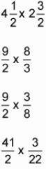 Which is equal to 4 and 1 over 2 divided by 2 and 2 over 3 ?