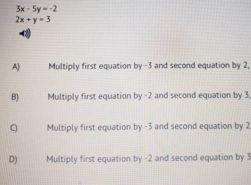 Identify a possible first step using the elimination method to solve the system then find the soluti