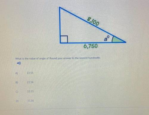 Will give brainliest What is the value of angle a? Round your answer to the nearest hu