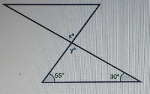 Find the measure of angle x in the figure below:A. 95°B. 55°C. 30°D. 85°