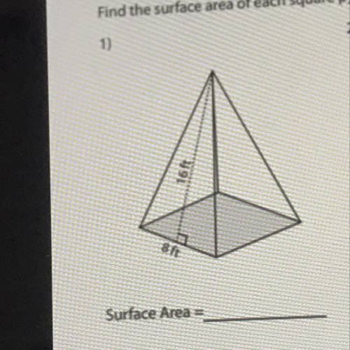 Find the surface area of each squa A Surface Area =