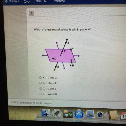 Which of these sets lie within plane w?
