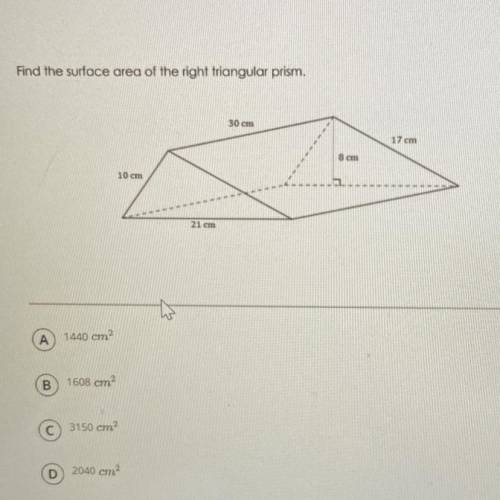 Find the surface area of the right triangular prism.