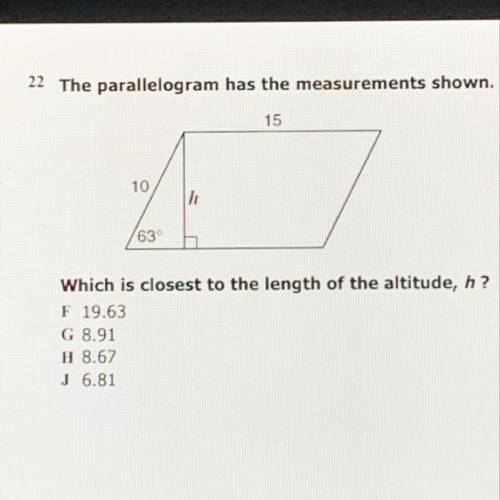 Which is closest to the length of the altitude, h?
