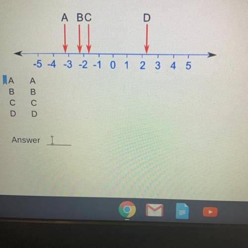 Which arrow best shows the position of -v5 on the number line?