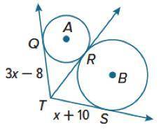 Find the value of x to the nearest hundredth. Assume that segments that appear to be tangent are tan