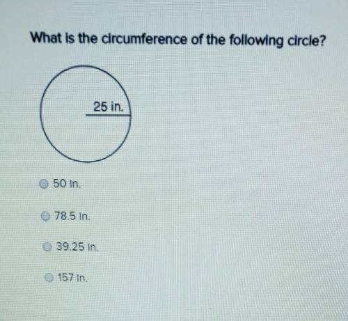 What's the circumference of the following Circle