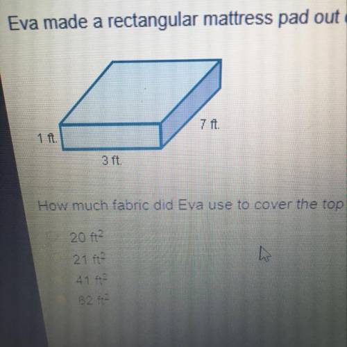 PLEASE HURRY!! Eva made a rectangulat mattress pad out of material that covered the top and sides of