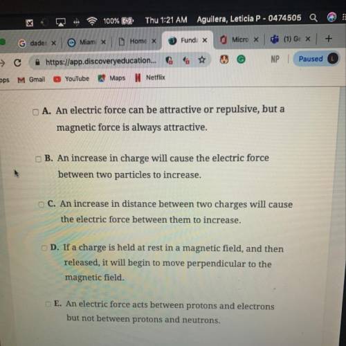 Which statements correctly describe electromagnetism? Select all that apply.