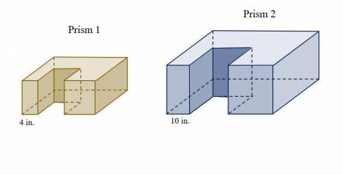 Given the similar prisms pictured below, with the measure of one pair of corresponding sides. The su