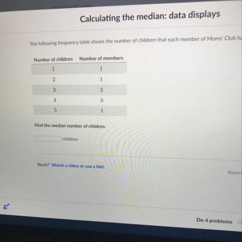 Find the median for the frequency table above