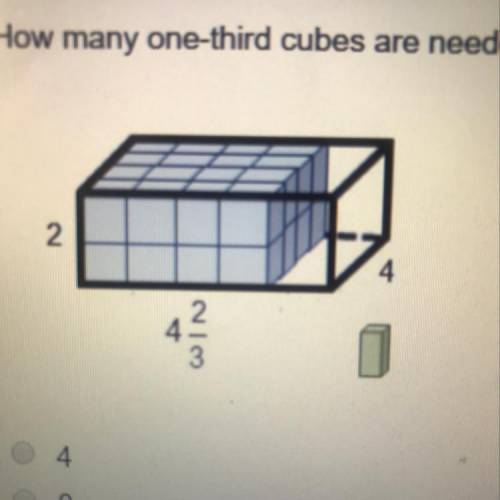 How many one-third cubes are needed to fill the gap in the prism shown below? A. 4 B. 8 C. 16 D. 24