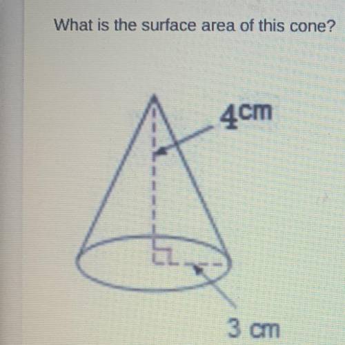 What is the surface area of this cone? ( 4cm 3 cm