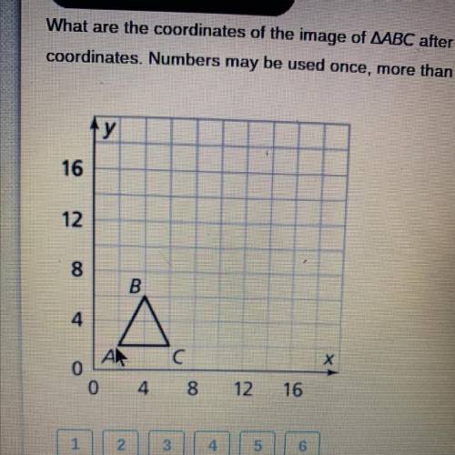 What are the coordinates of the image ABC after a dilation with center (0,0) and a scale factor of 1