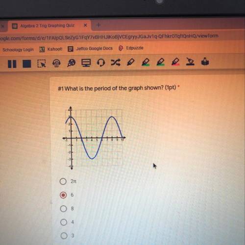 #1 What is the period of the graph shown? (1pt) *