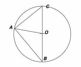 In the given diagram, the points A, B, and C lie on a circle whose center is O. BOC is a diameter of