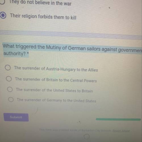 What triggers the mutiny of German sailors against government authority