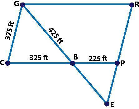 The diagram below models the layout at a carnival where G, R, P, C, B, and E are various locations o