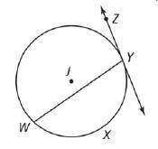 Given YZ tangent to J at point Y, and the mWYZ =104 what is the mWXY