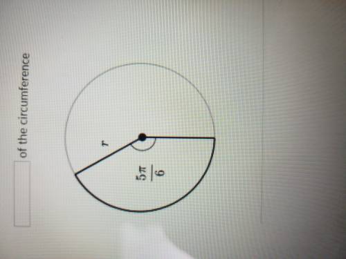 An arc subtends a central angle measuring 5π/6 radians. What fraction of the circumference is this a
