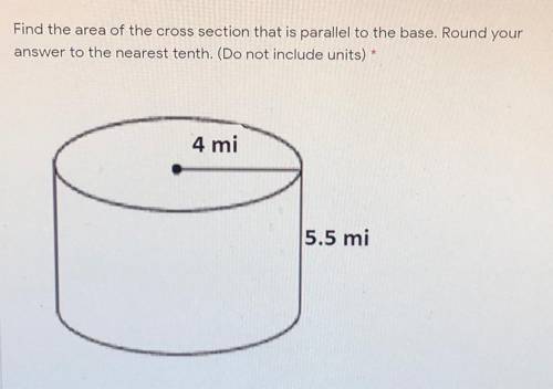 Find the area of the cross section that is parallel to the base. Round your answer to the nearest te