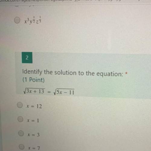 Identify the solution to the equation?