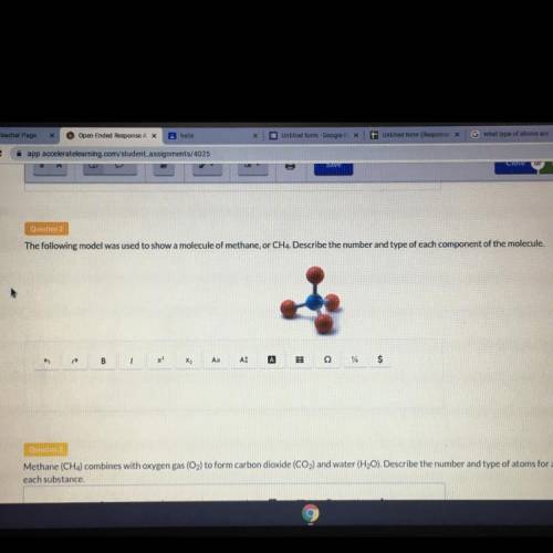 PLEASE HELP  Queston: The following model was used to show a molecule or methane of CH4 describe the