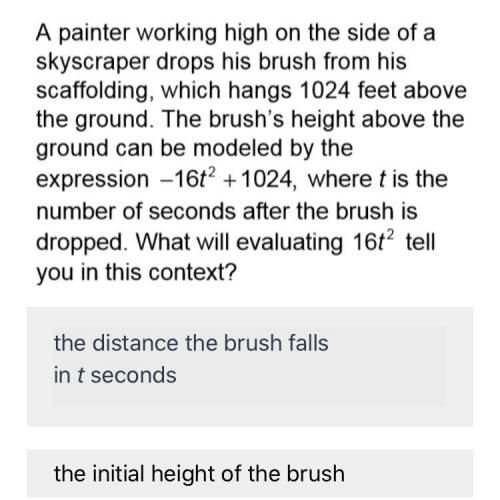 I will give U 15 pt Please help the last 2 answers are The height of the brush after t seconds  The