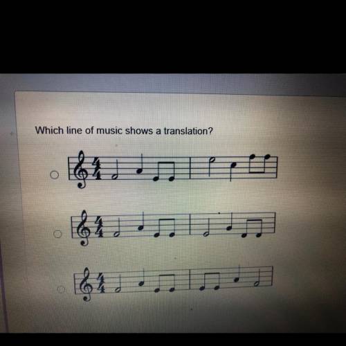 Which line of music shows a translation?