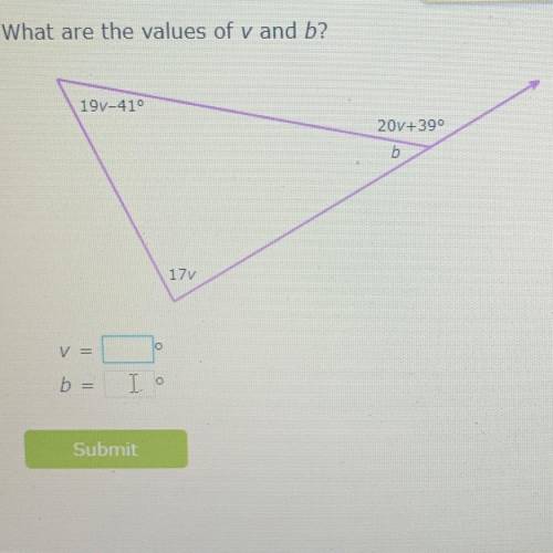 What are the values of v and b? (geometry question)