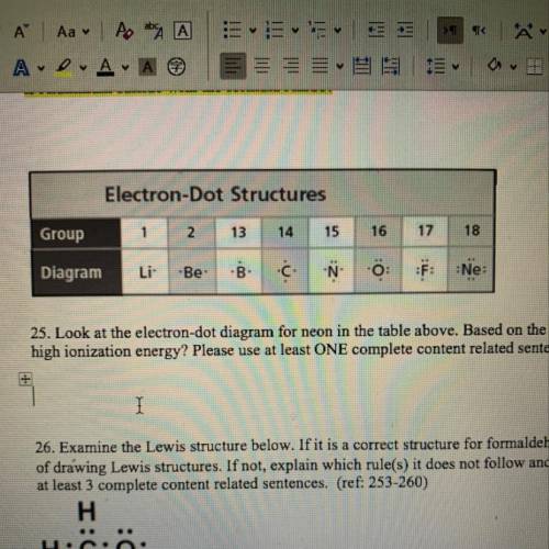 Look at the electron-dot diagram for neon in the table above. Based on the table, explain why does n