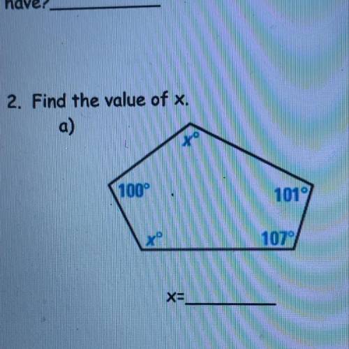 Please help me with the value of x