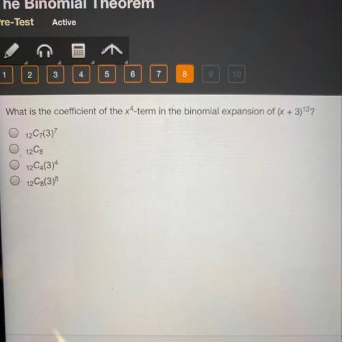 What is the coefficient of the x^4-term in the binomial expansion of (x + 3)^12