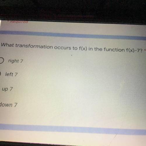 What transformation occurs to f(x) in the function f(x)-7