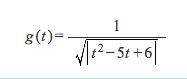 Find the domain of each function: g(t) = 1/√|t^2 - 5t + 6|Note that the answer is not all real numbe