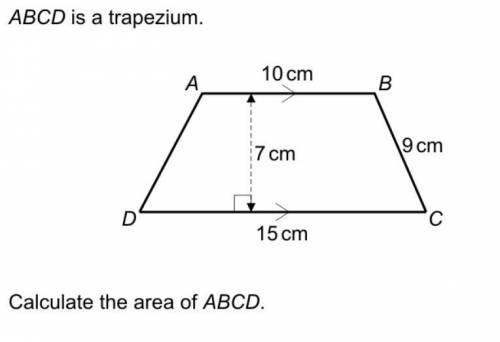 ABCD is a trapezium Calculate the area of ABCD