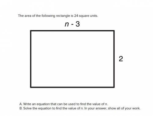 The area of the following rectangle is 24 square units. Write an equation that can be used to find t
