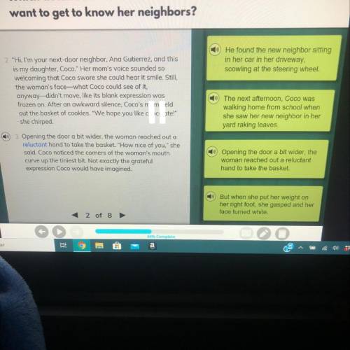 Which detail BEST shows that the woman next door does not want to get to know her neighbors