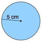 What is the diameter of this circle?  A)  2.5 cm  B)  3.14 cm  C)  5 cm  D)  10 cm