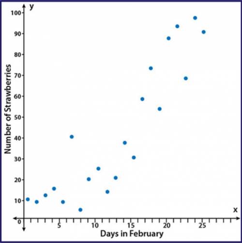 The scatter plot shows the number of strawberries that have been picked on the farm during the month
