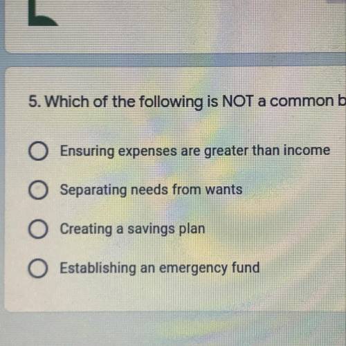 5. Which of the following is NOT a common budgeting strategy?