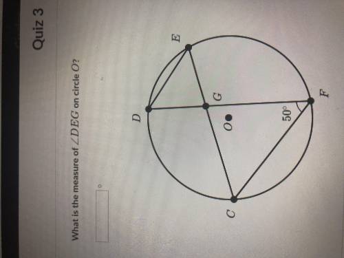 What is the measure of angle DEG on circle O? Please help! 50 points!