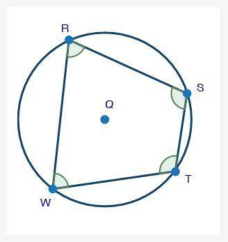Quadrilateral STWR is inscribed inside a circle as shown below. Write a proof showing that angles T