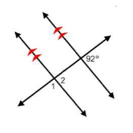 What is the measure of angle 1?a) 86b) 88c) 90d) 92
