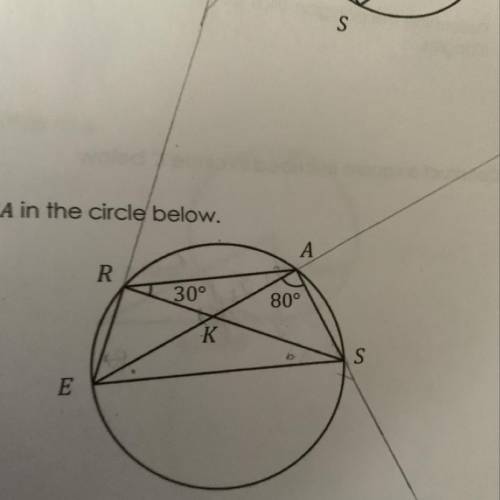 Determine the measure of angle ESA in the circle below.